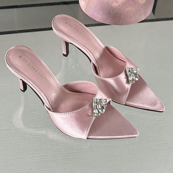 Pink Glamorous Women's Luxury Rhinestone High Heel Sandals - Picture 3 of 5